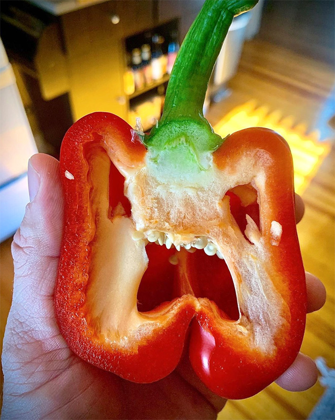 Bell pepper screaming in horror.