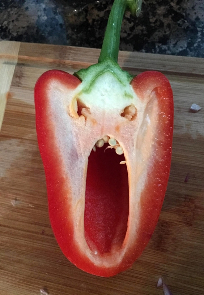 Bell pepper screaming in horror.