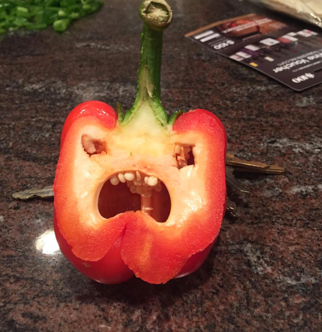 Bell pepper screaming in horror.