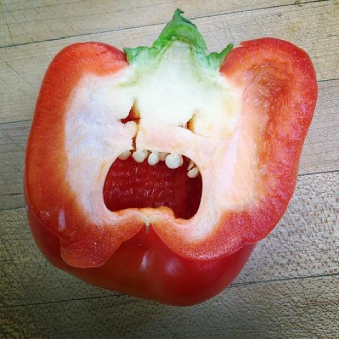 Bell pepper screaming in horror.