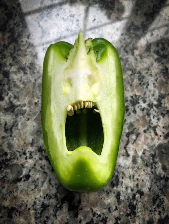 Bell pepper screaming in horror.