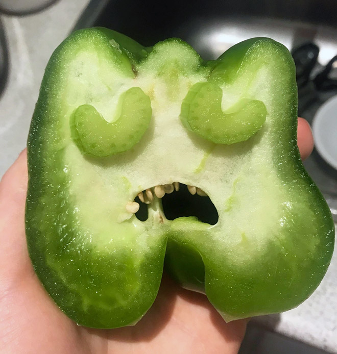 Bell pepper screaming in horror.