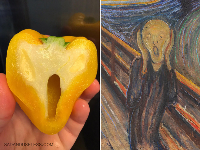 Bell pepper screaming in horror.