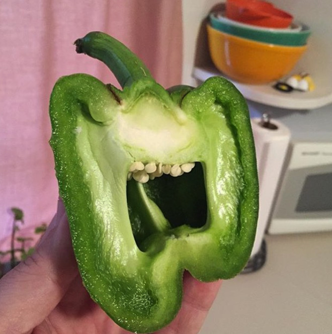 Bell pepper screaming in horror.