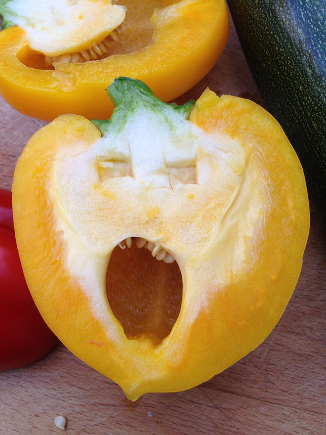 Bell pepper screaming in horror.