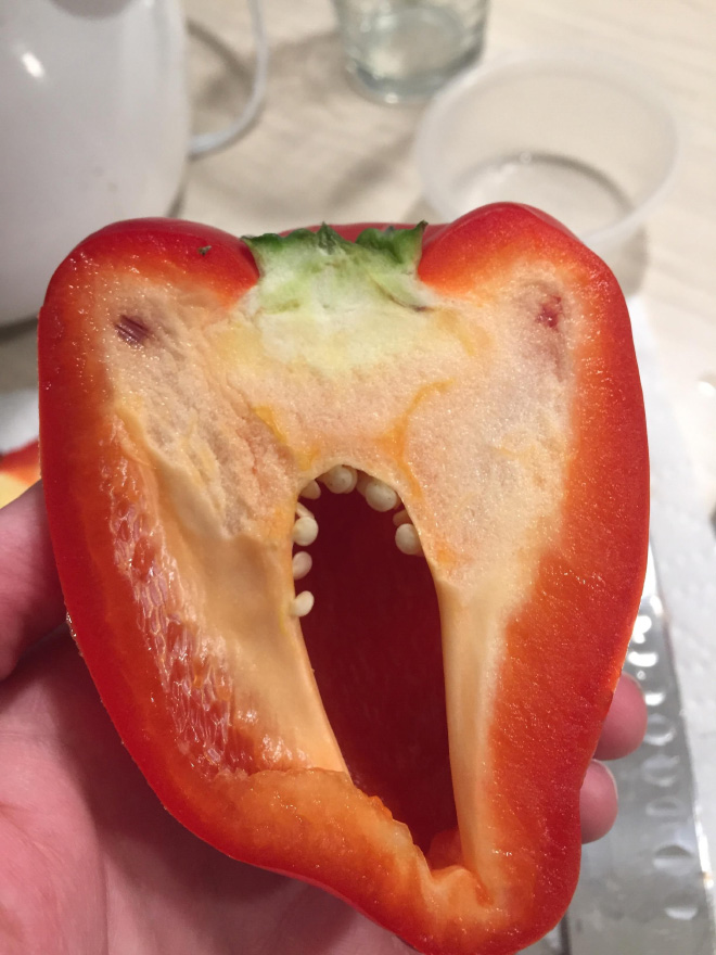 Bell pepper screaming in horror.