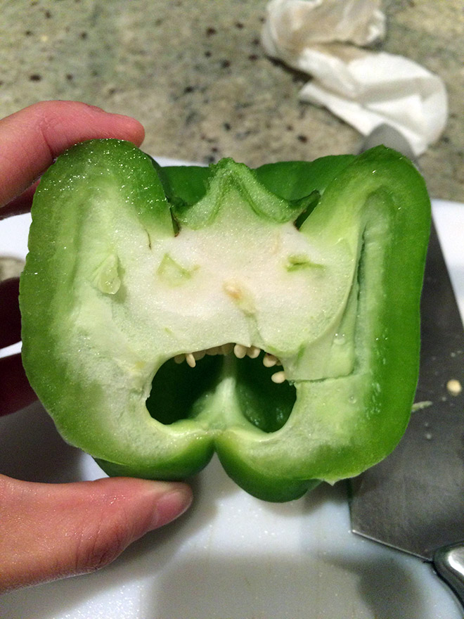 Bell pepper screaming in horror.