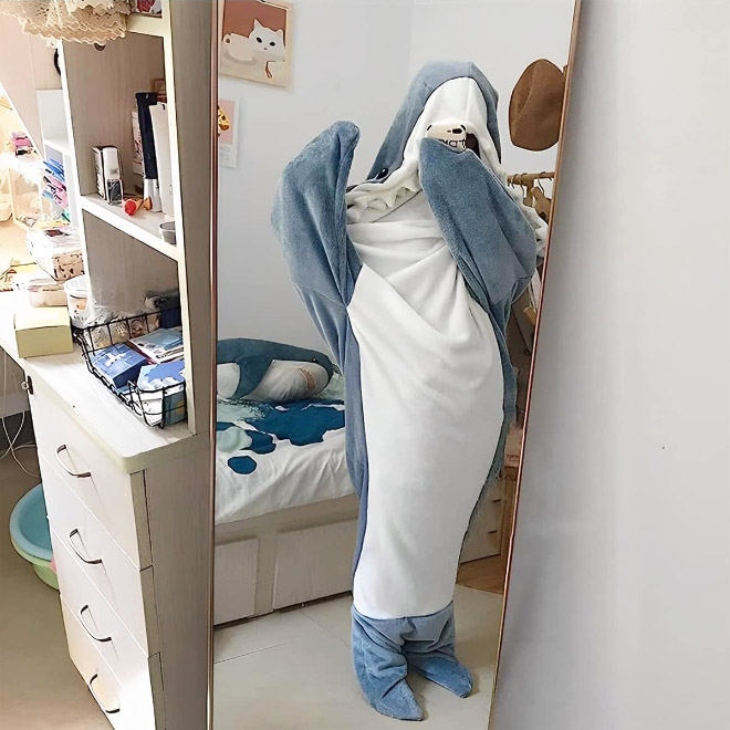 Shark hoodie blanket.