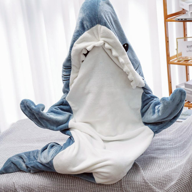 Shark hoodie blanket.