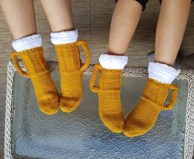 Beer mug socks.