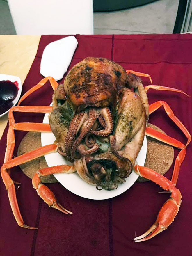 Cthulhu turkey Thanksgiving meal.