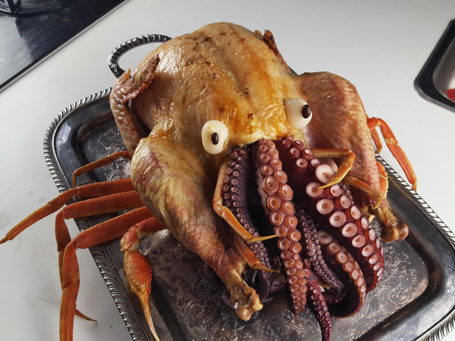 Cthulhu turkey Thanksgiving meal.