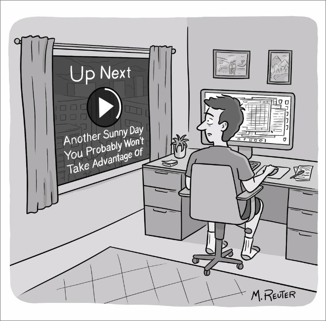 Funny cartoon by Matt Reuter.