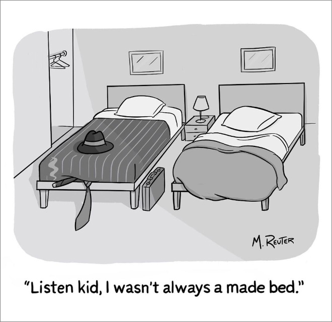 Funny cartoon by Matt Reuter.