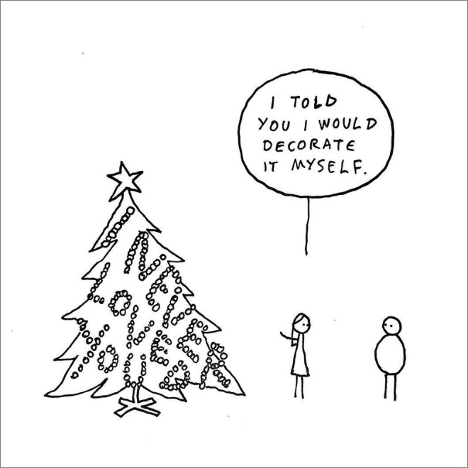 Christmas cartoon by Hugleikur Dagsson.