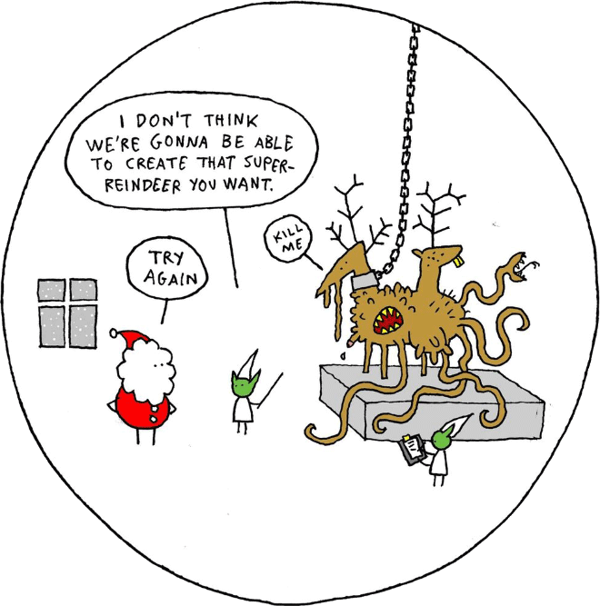 Christmas cartoon by Hugleikur Dagsson.