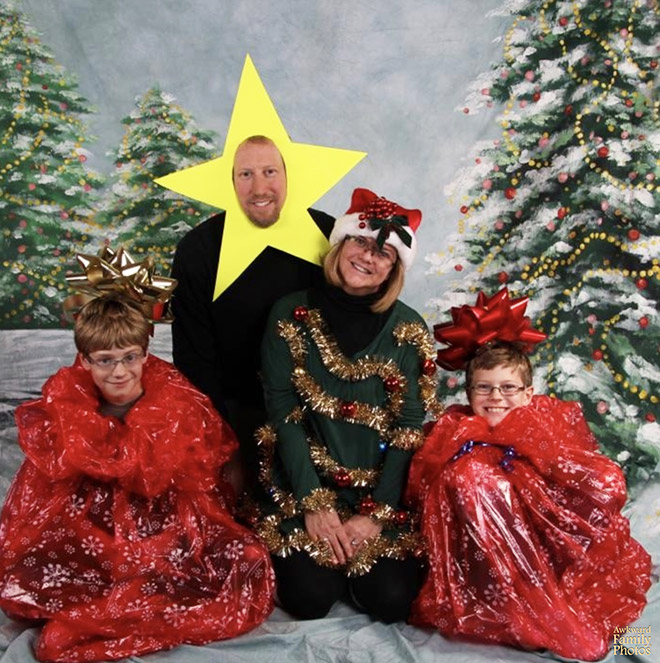 Awkward Christmas family photo.