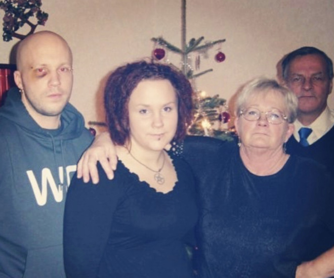 Awkward Christmas family photo.