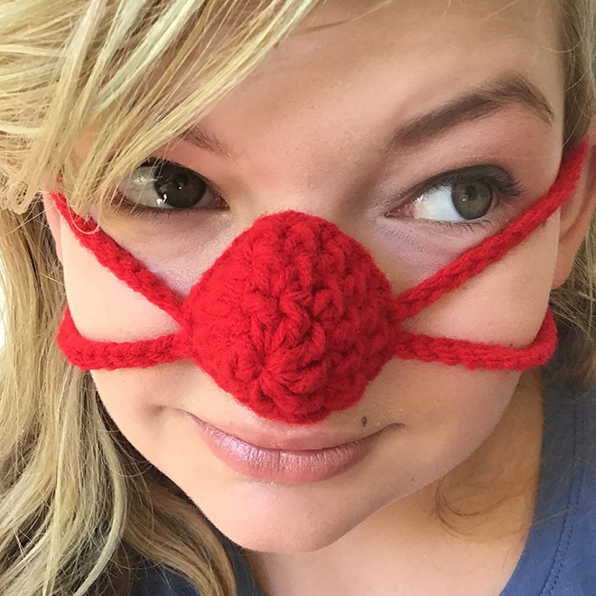 Red nose warmer.