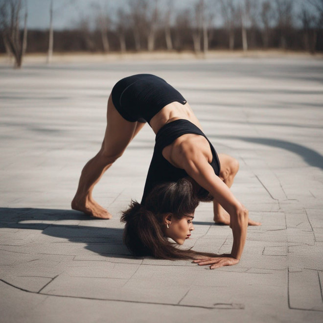 Advanced yoga pose, created by AI.