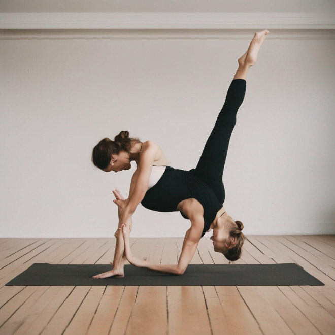 Advanced yoga pose, created by AI.