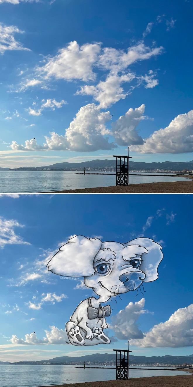 Drawing on clouds by Monse Ascencio.