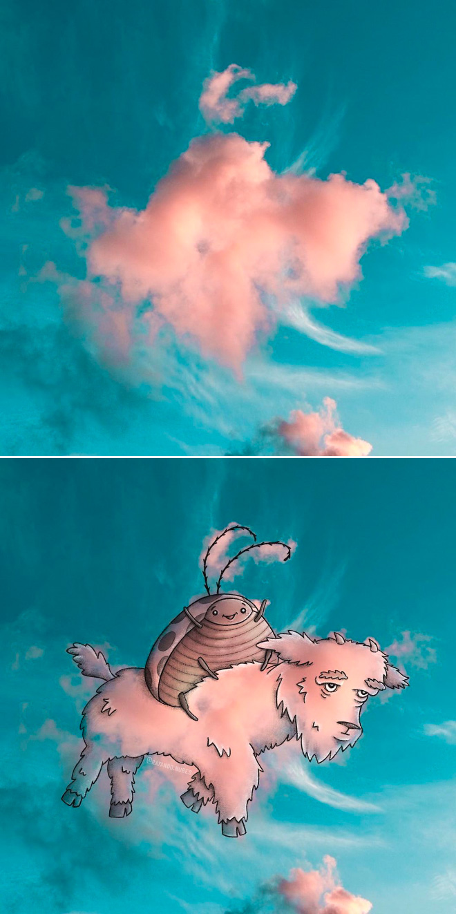 Drawing on clouds by Monse Ascencio.