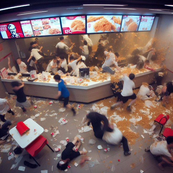 Typical Friday night at KFC, according to AI.