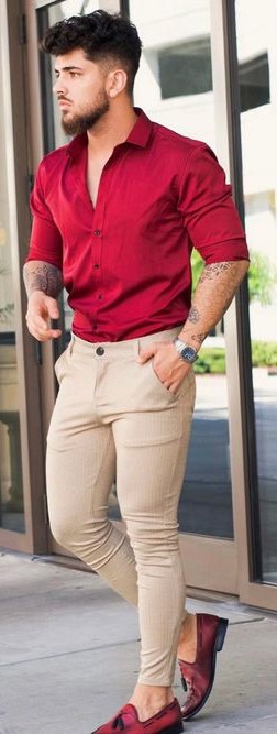 Red Shirt and Trouser Look
