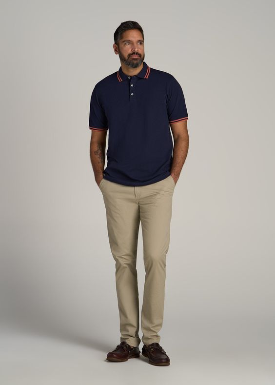 Contrast Tipped Polo With Trouser