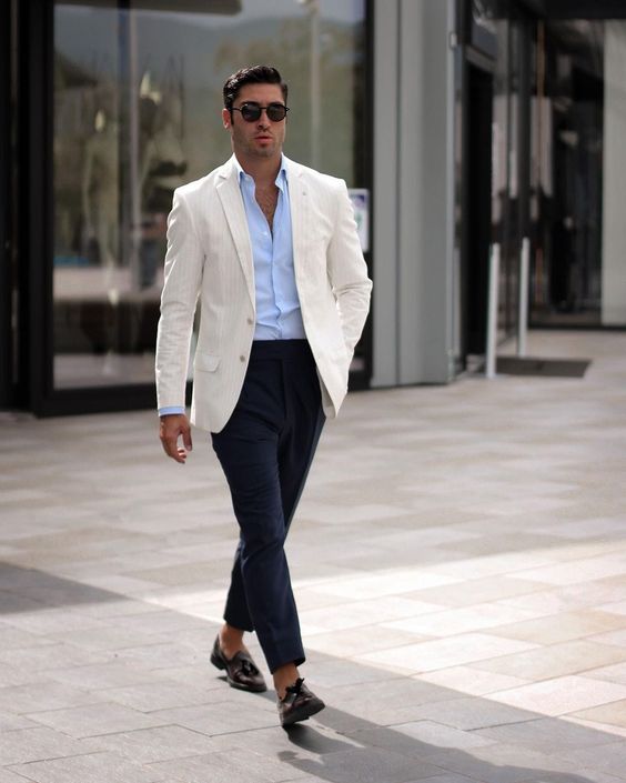 Navy Chino Pants With Blazer