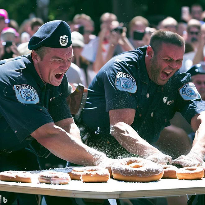 Police donut eating contest.