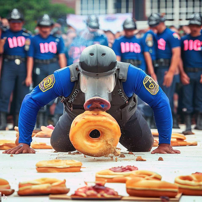 Police donut eating contest.