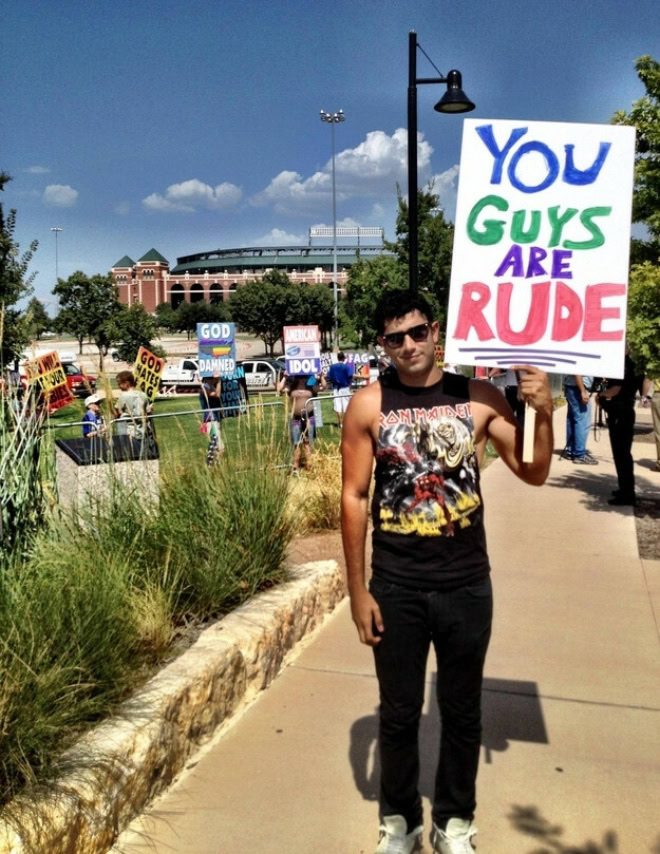 Hilariously polite protest sign.