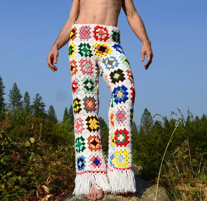 Crocheted pants.