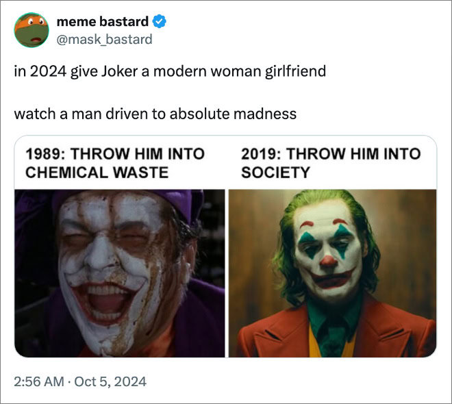 in 2024 give Joker a modern woman girlfriend watch a man driven to absolute madness