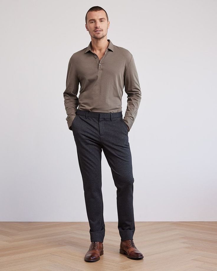 Long-Sleeve Polo with Dress Pants