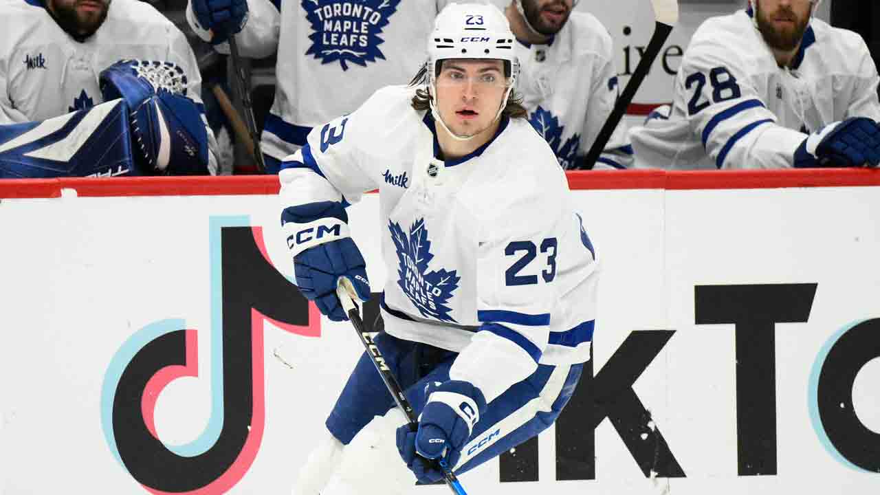 Maple Leafs’ Matthew Knies exits vs. Golden Knights after hit from Zach Whitecloud