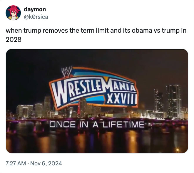 when trump removes the term limit and its obama vs trump in 2028