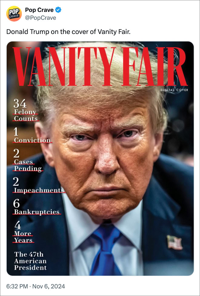 Donald Trump on the cover of Vanity Fair.