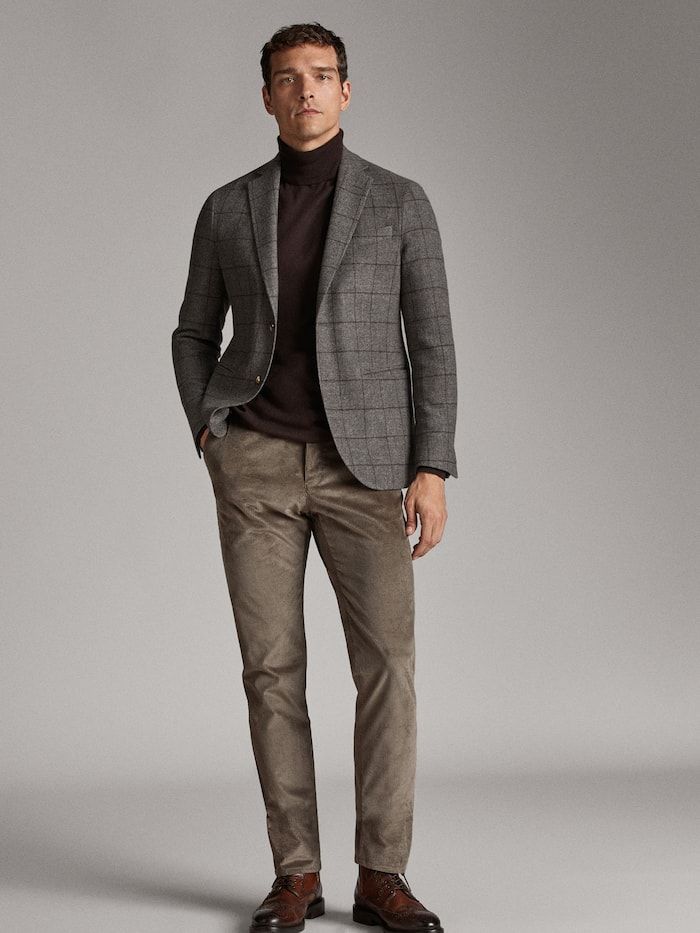 Grey Tweed Jacket with Turtleneck