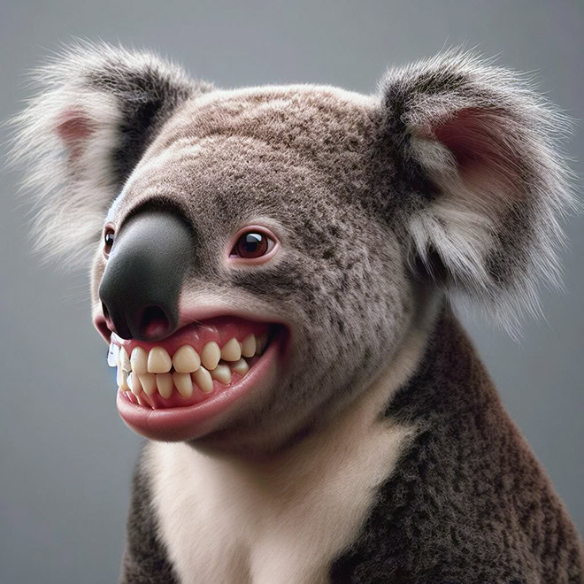 Animals with human teeth are hilariously creepy.