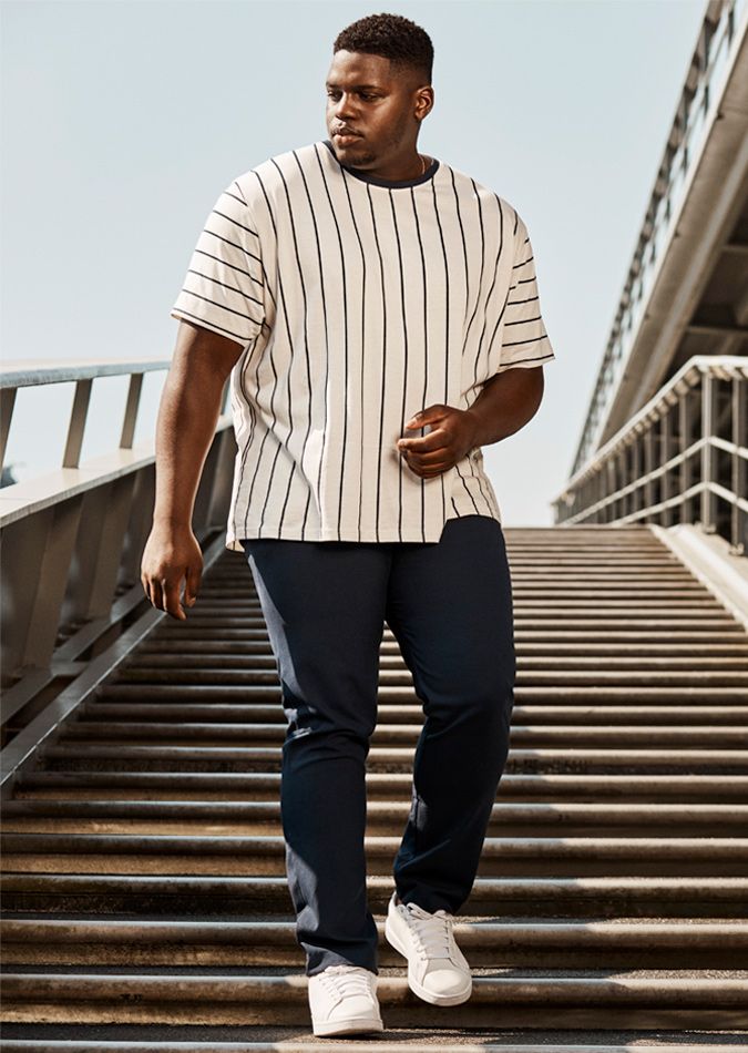 Vertical Stripes T-shirt For Heavyset Men