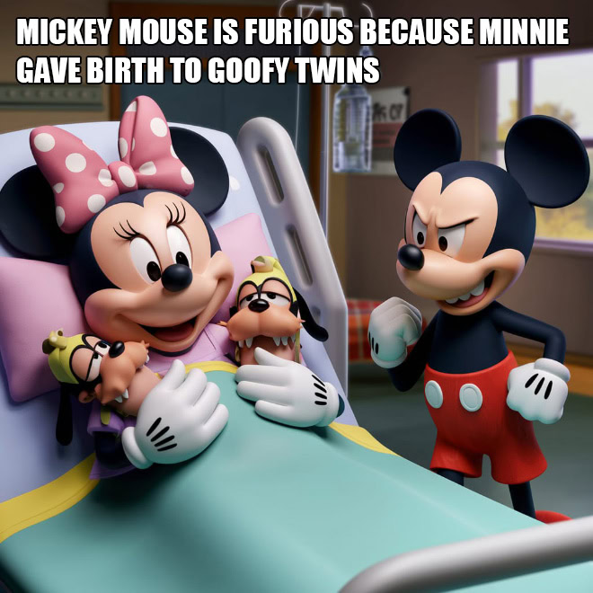 The secret life of Mickey Mouse, according to AI.