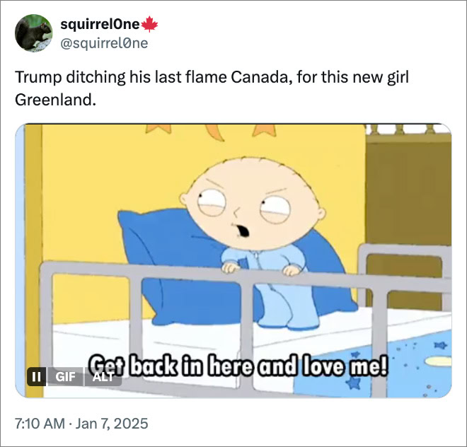 Trump ditching his last flame Canada, for this new girl Greenland.