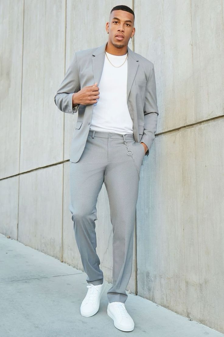 Charcoal Suit For Date Night