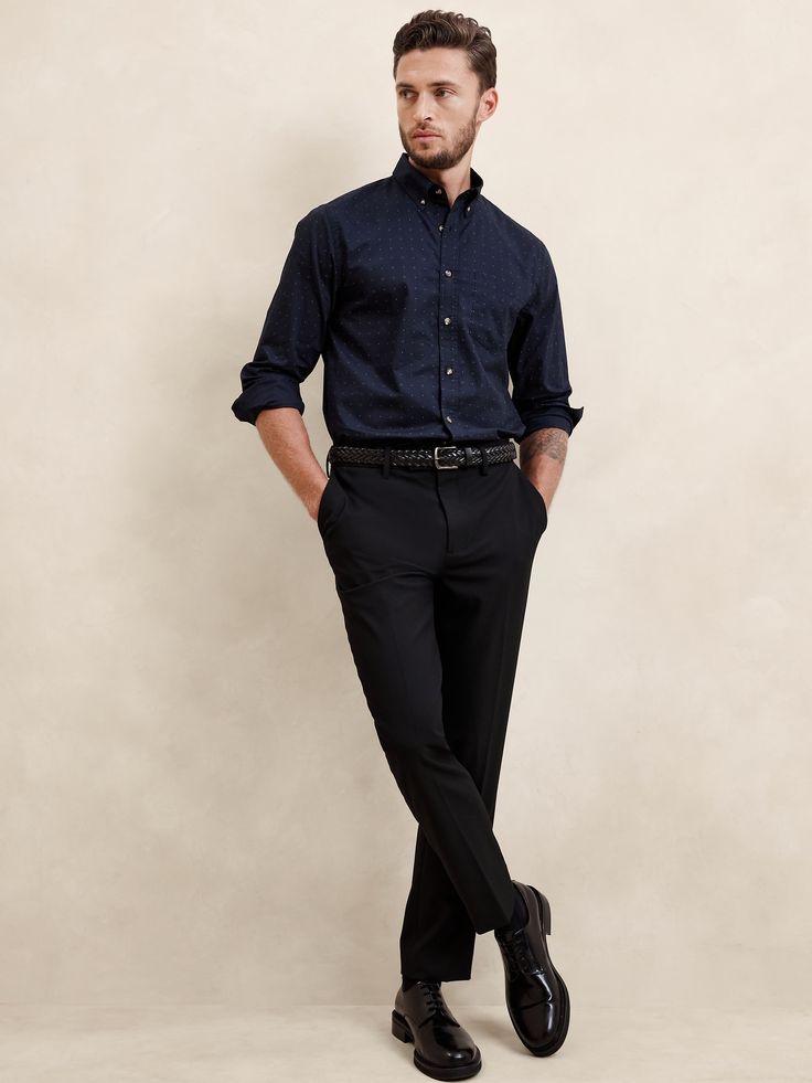 Fitted Dress Shirt with Dark Jeans