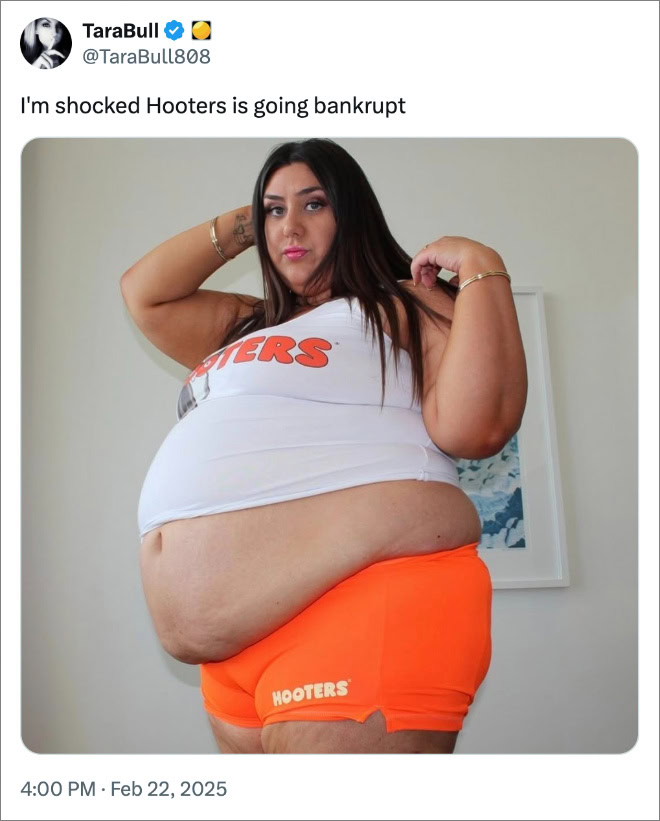 I'm shocked Hooters is going bankrupt