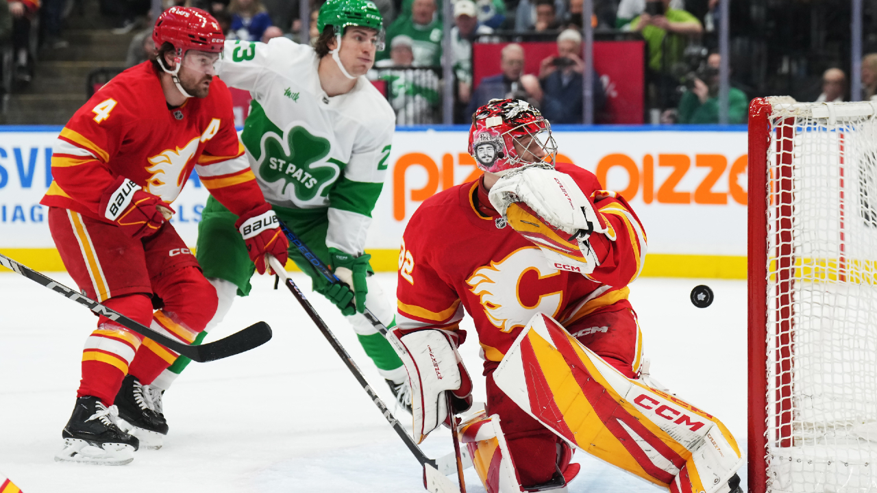 Flames pull Dustin Wolf after two periods vs. Maple Leafs