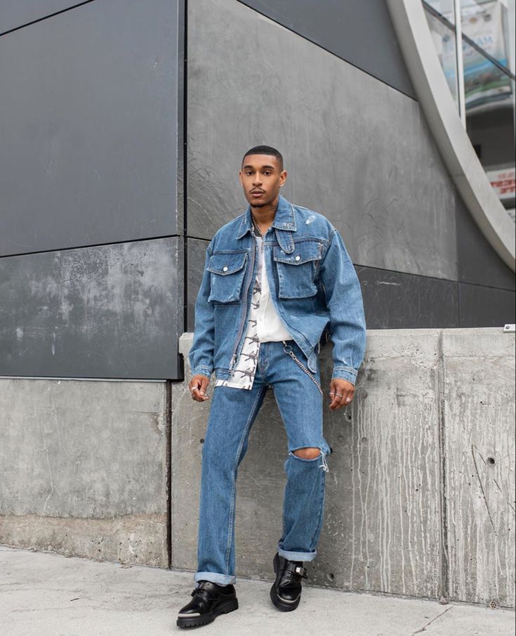 Baggy Denim Jackets Outfit